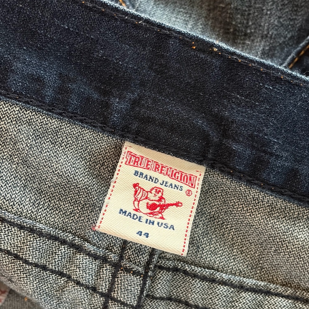 Men's Dark Blue Washed Jeans - Classic Straight Fit True Religion - Picture 4 of 5